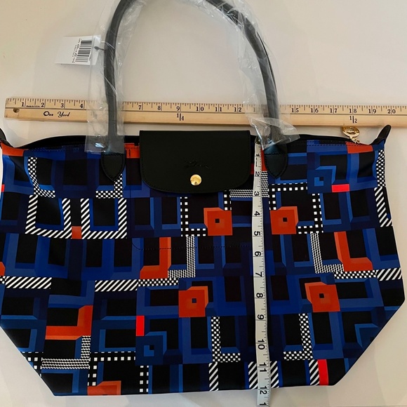 Longchamp Le Pliage Memphis ArtWalk Large Tote Cobalt Blue Made in France - Picture 13 of 15